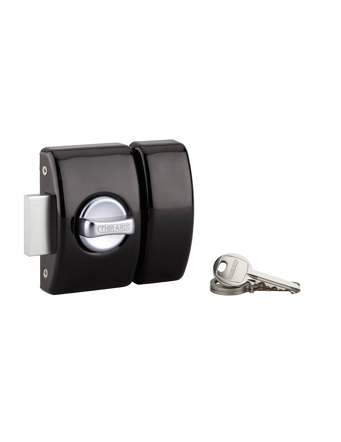 foto del prodotto thirard serratura da applicare a chiavistello, con pomolo, design 5 per porta d ingresso, cilindro 45mm, acciaio, 3 chiavi, nero