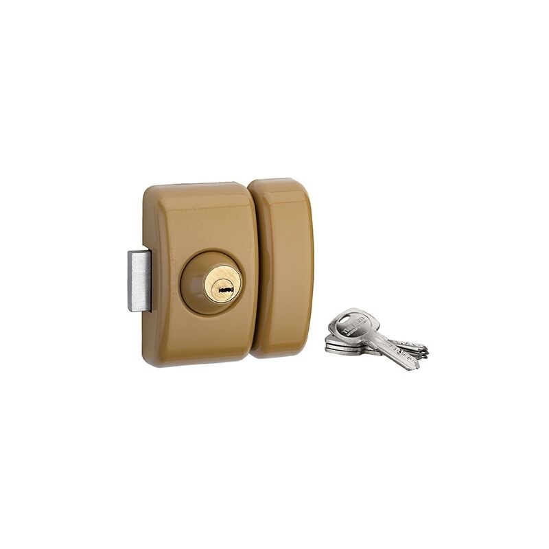 foto del prodotto thirard serratura da applicare, doppia entrata chiave reversibile design 5, cilindro 45mm, acciaio, 4 chiavi, bronzo