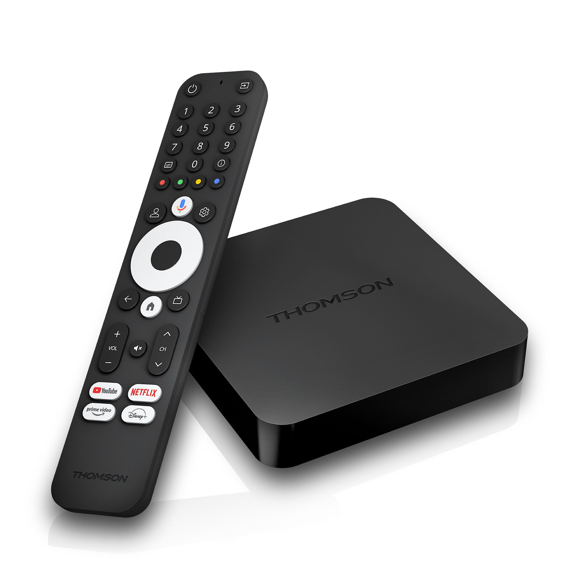 foto del prodotto thomson streaming box 240g 4k 2 8gb android 12 google amazon prime disn