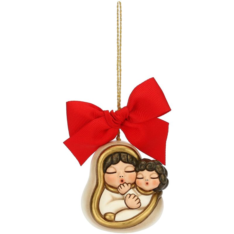 foto del prodotto thun addobbi natalizi, maria con ges bambino in ceramica decorata a mano, versione natale 2022 6x4.6x6 cm h