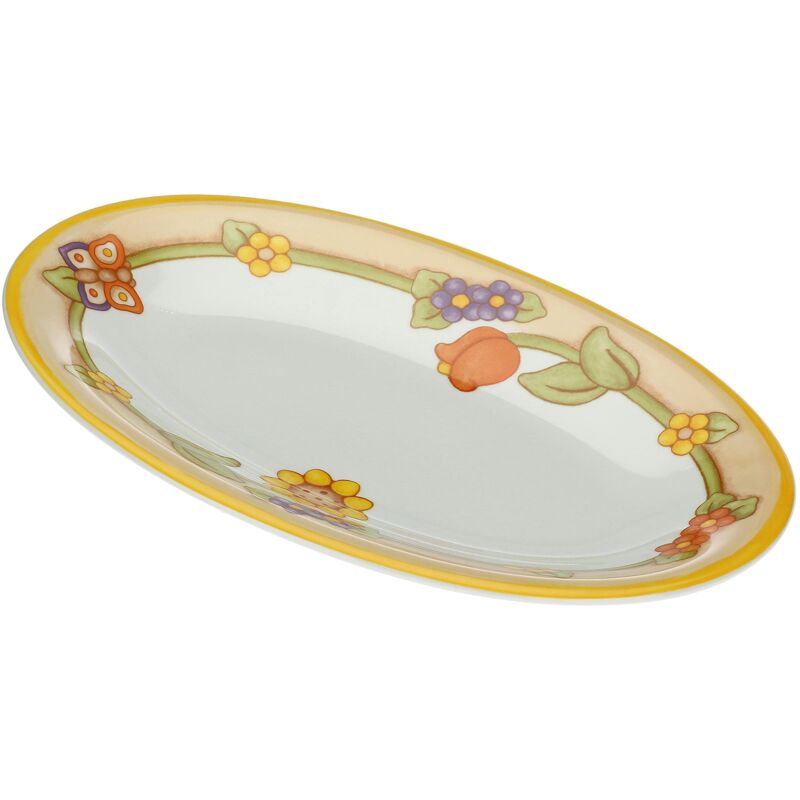 foto del prodotto thun piatto ovale multiuso con fiori e farfalla cucina, per la tavola idea regalo linea country porcellana 38 cm