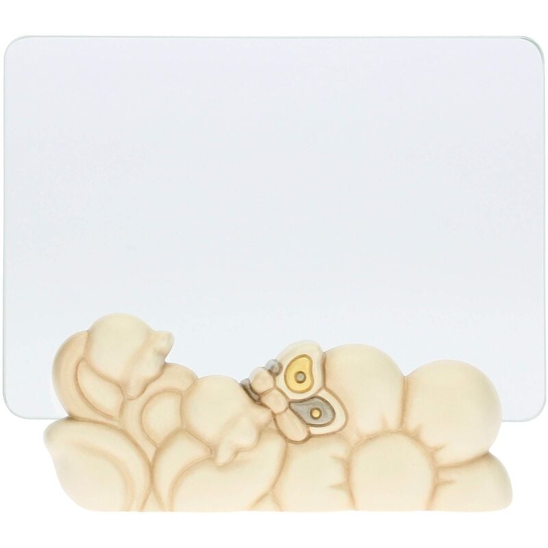 foto del prodotto thun portafoto con fiori e farfalla arredamento casa linea elegance ceramica, vetro per foto formato 10x15 cm 17 h cm altezza totale