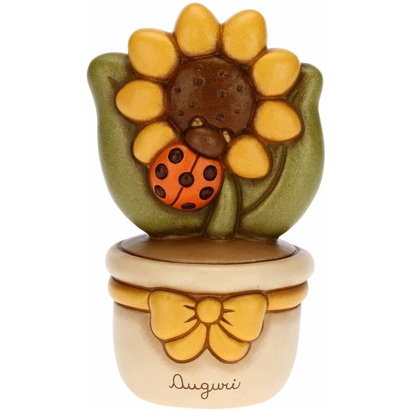 foto del prodotto thun vasetto soprammobile con girasole e coccinella auguri