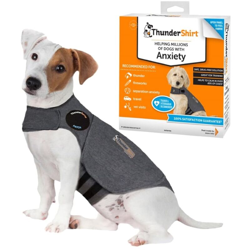 foto del prodotto thundershirt cappottino calmante per cani taglia s riduce ansia e stress da rumori forti, ansia da separazione, viaggi e comportamenti stressanti