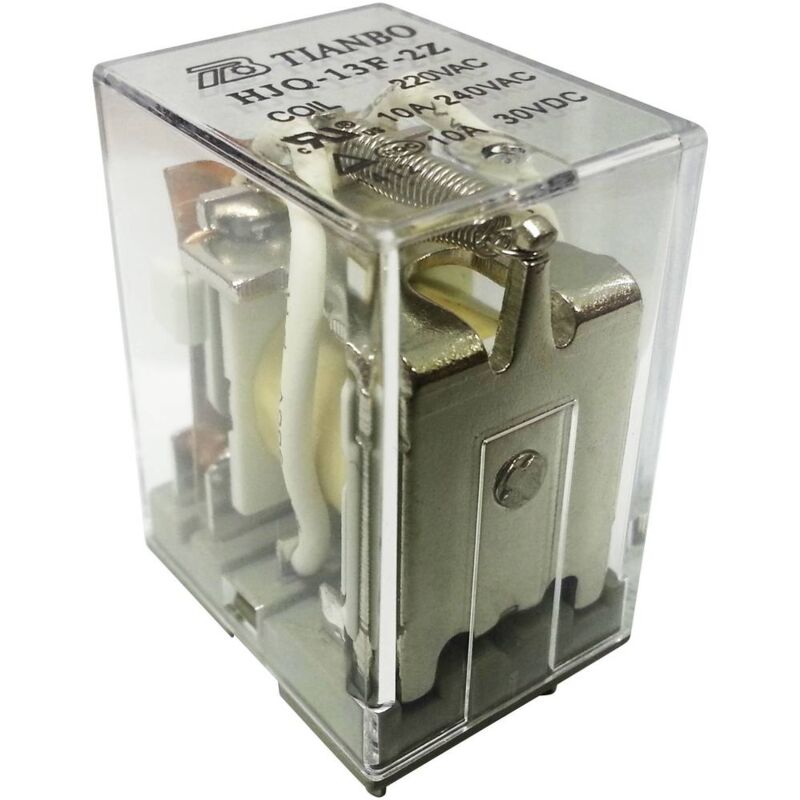 foto del prodotto tianbo electronics hjq 13f 2z 220 240vac rel ad innesto 230 v ac 15 a 2 scambi 1 pz.