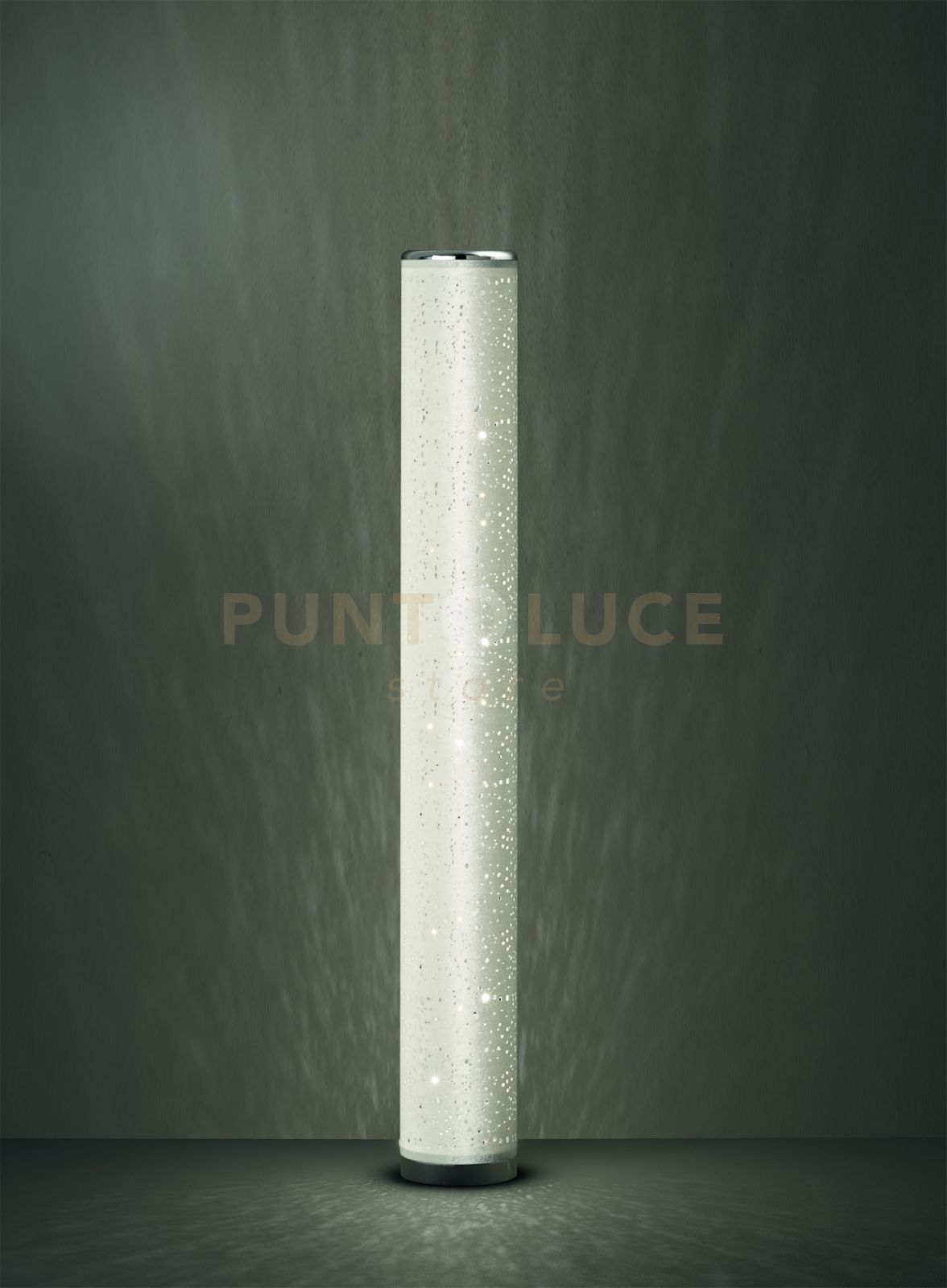 foto del prodotto tico piantana led 8w 700lm, 3000k cilindro tessuto bianco microforato effetto cielo stellato con telecomando multifunzione h. 103cm dimmerabile