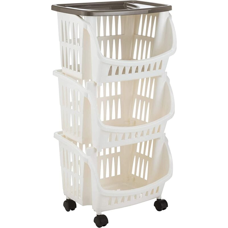 foto del prodotto tidy carrello cucina con ruote e vassoio, beige, 39.5 x 30 x 77 cm bama