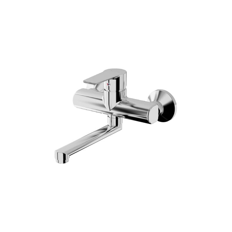 foto del prodotto tiemm rubinetto miscelatore a muro monocomando lavello cucina ten in ottone cromato anticalcare