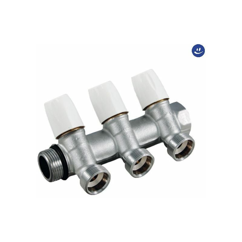 foto del prodotto tiemme collettore lineare in ottone cromato modello maxima con rubinetto d arresto 1x1 2 3 vie