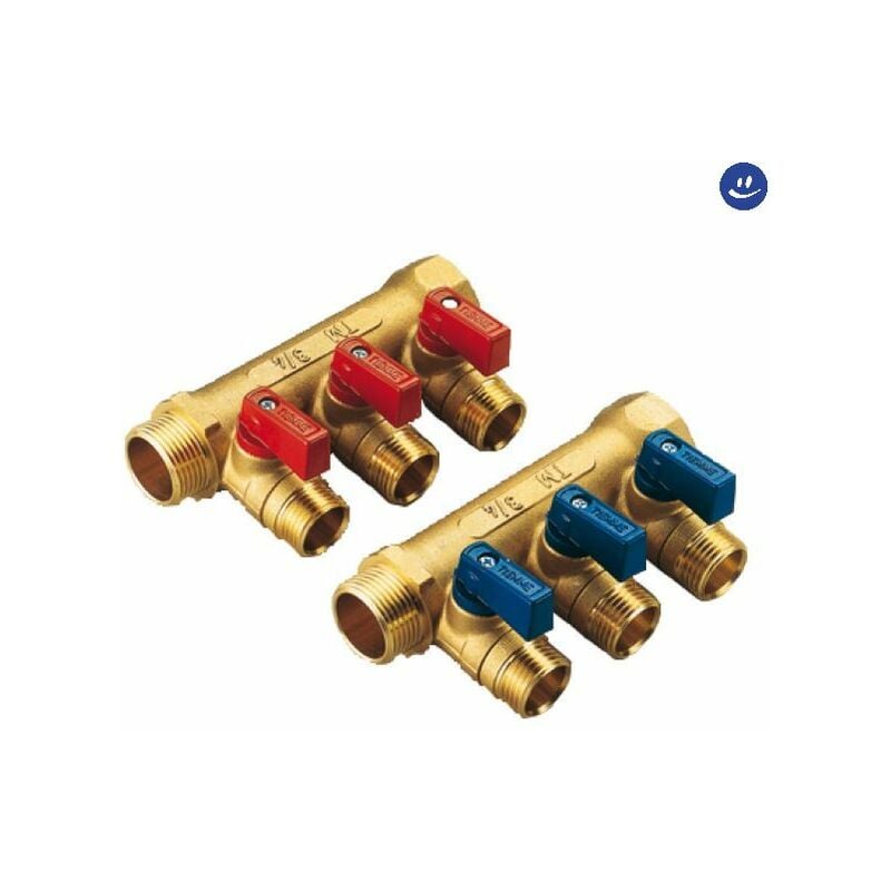 foto del prodotto tiemme collettore lineare per sanitari in ottone modello nino 3 4x1 2 3 vie