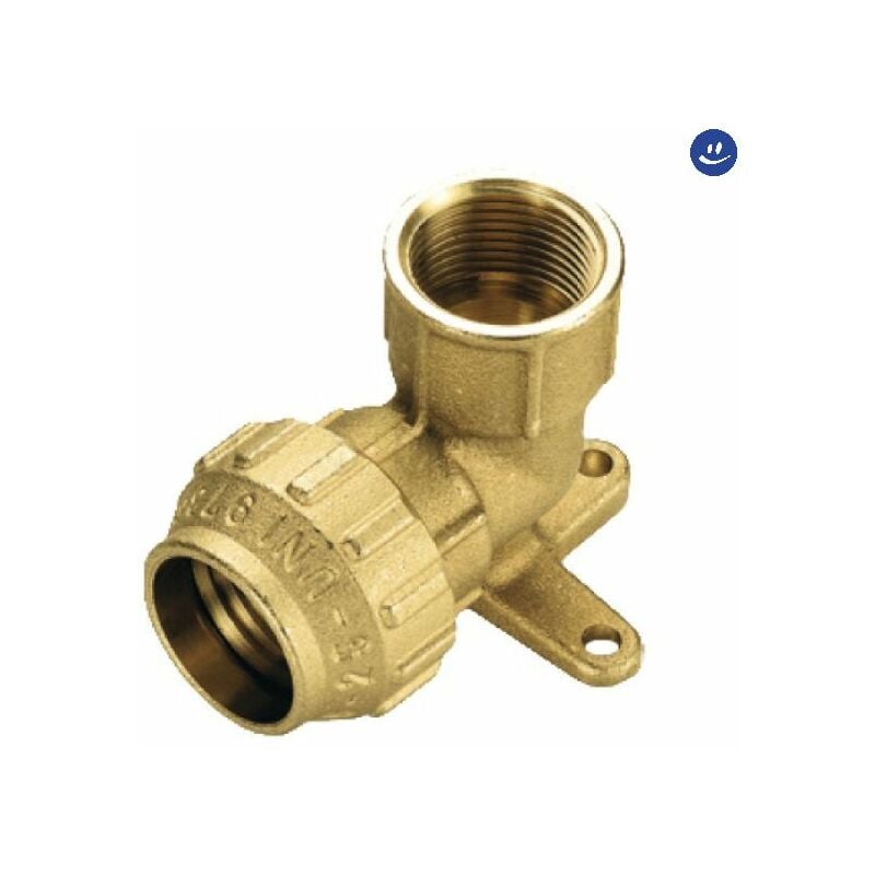 foto del prodotto tiemme raccordo curvo femmina flangiato in ottone per tubo polietilene serie cobraring 3460cr 25x3 4
