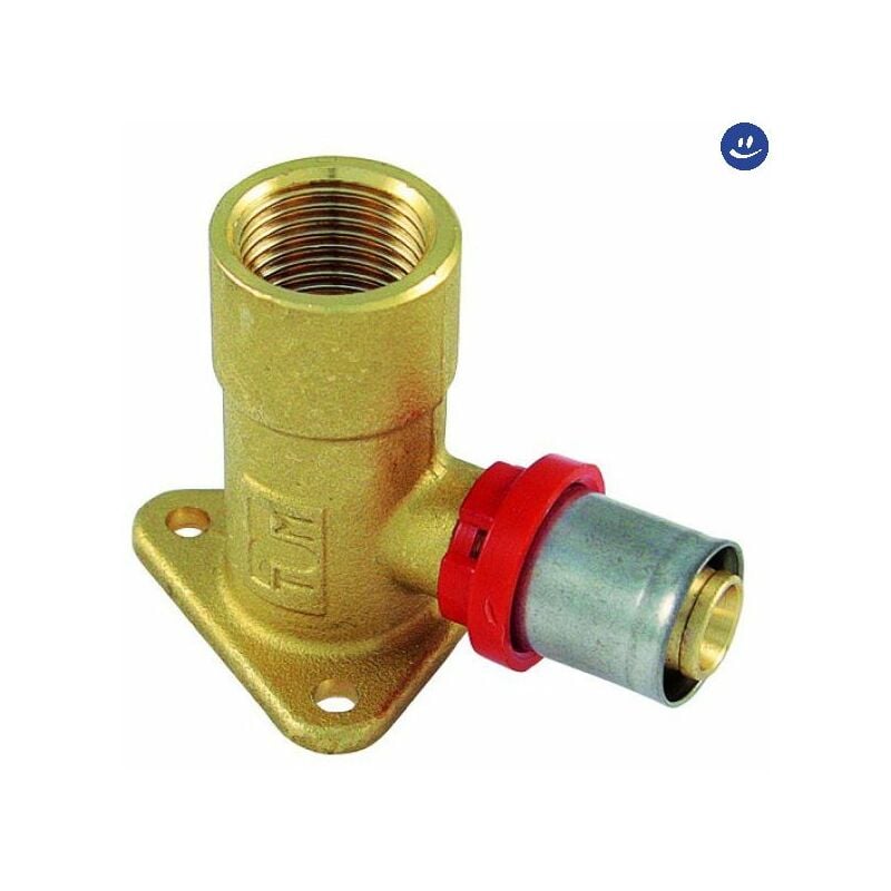 foto del prodotto tiemme - raccordo curvo femmina flangiato lungo per tubo multistrato a pressare h 52mm modello al-cobrapex 3/4 ø20