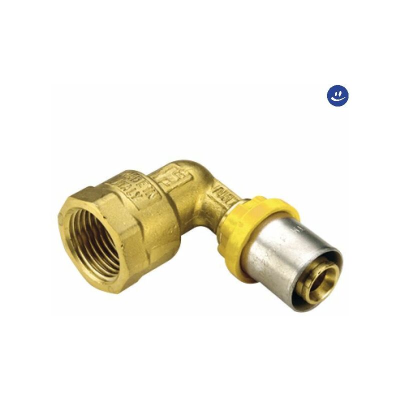 foto del prodotto tiemme raccordo curvo femmina per tubo multistrato a pressare per gas modello al cobrapex 3 4 26