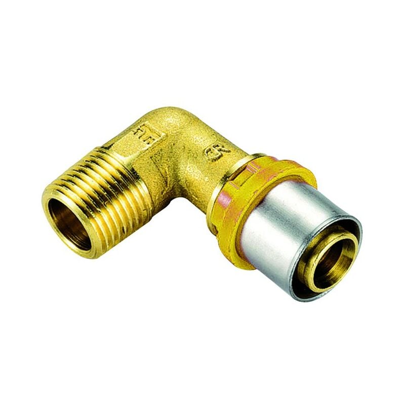 foto del prodotto tiemme raccordo curvo maschio per tubo multistrato a pressare per gas modello al cobrapex 1 2 16 raccorderie spa