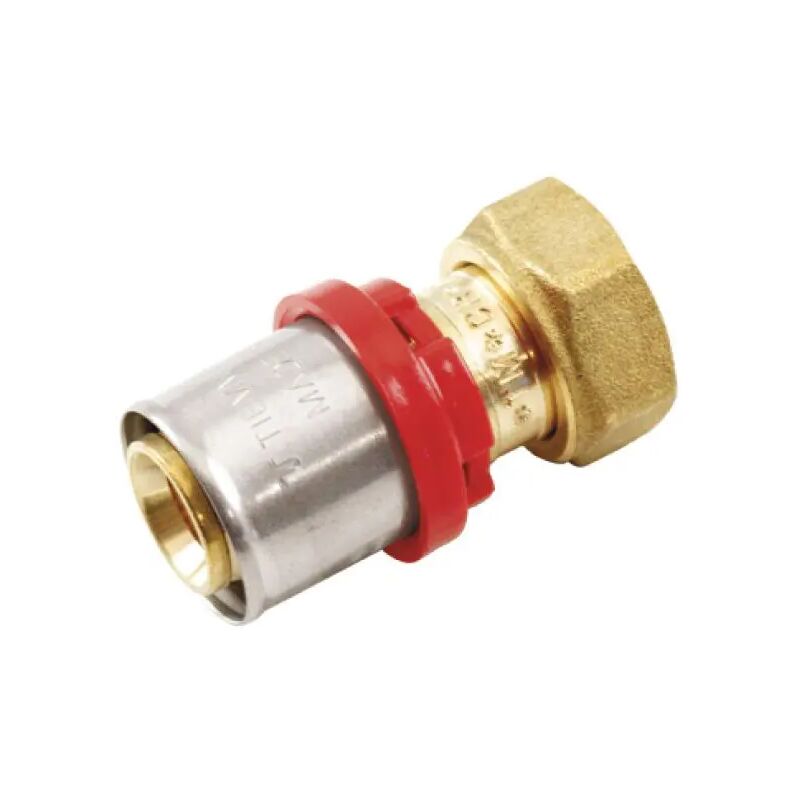 foto del prodotto tiemme raccordo diritto con girello e guarnizione piana per tubo multistrato a pressare modello cobrapress 1 2 20x2