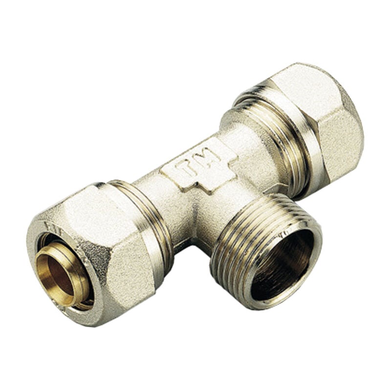 foto del prodotto tiemme tee maschio a compressione per tubo multistrato tm 20 x 1 2 x 20 2,0 mm