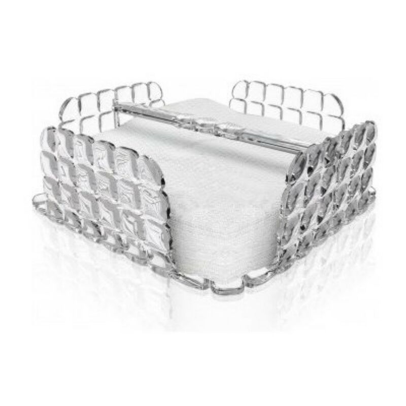foto del prodotto tiffany, portatovaglioli orizzontale quadrato con barra ferma tovaglioli trasparente, 20 x 20 x h7,3 cm 19870000 guzzini