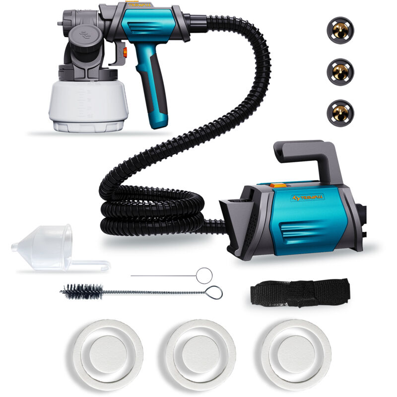 foto del prodotto tilswall spruzzatore di vernice, shark 800w hvlp pistola a spruzzo elettrica con tubo flessibile d aria da 2,4 m