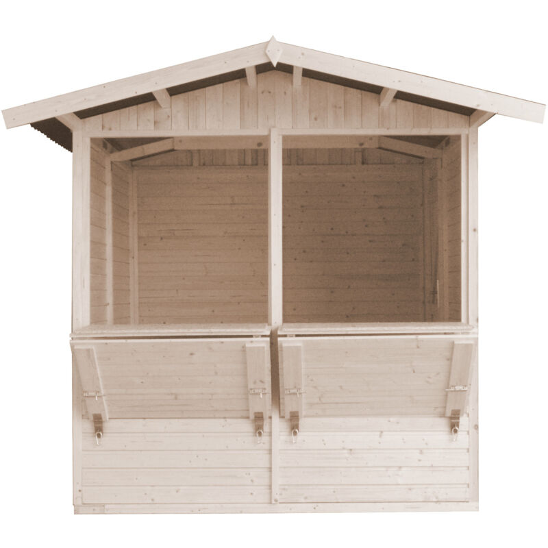 foto del prodotto timbela capanno in legno, capanno espositore in legno, chiosco in legno da giardino per bar, esterne h232x253x263 4 m2 stand di vendita con