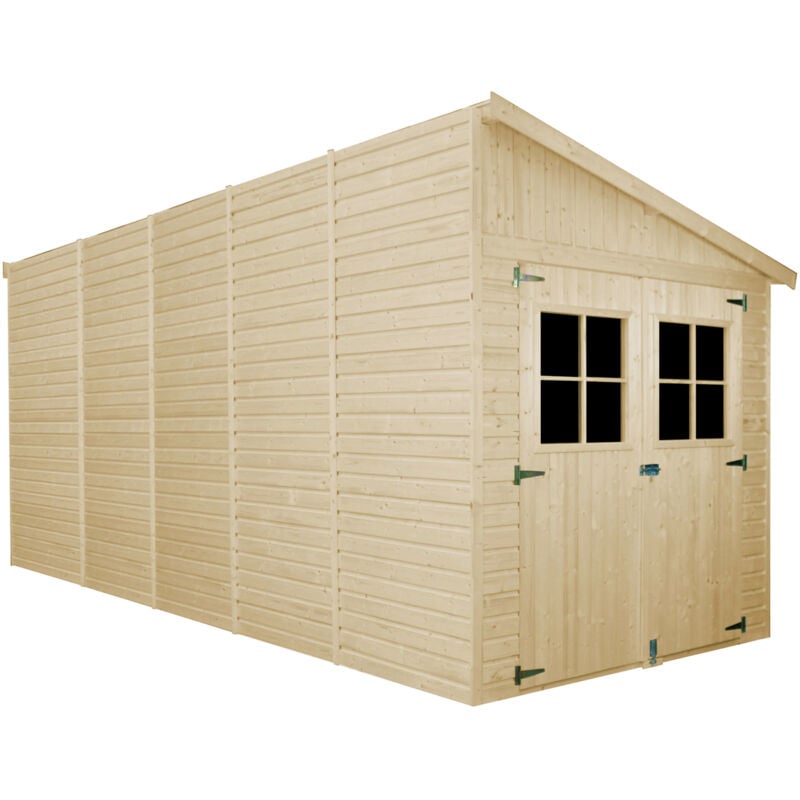 foto del prodotto timbela casa da giardino in legno naturale con parete laterale 514x218 cm 10,1 m magazzino esterno con finestre capanno da giardino bici,