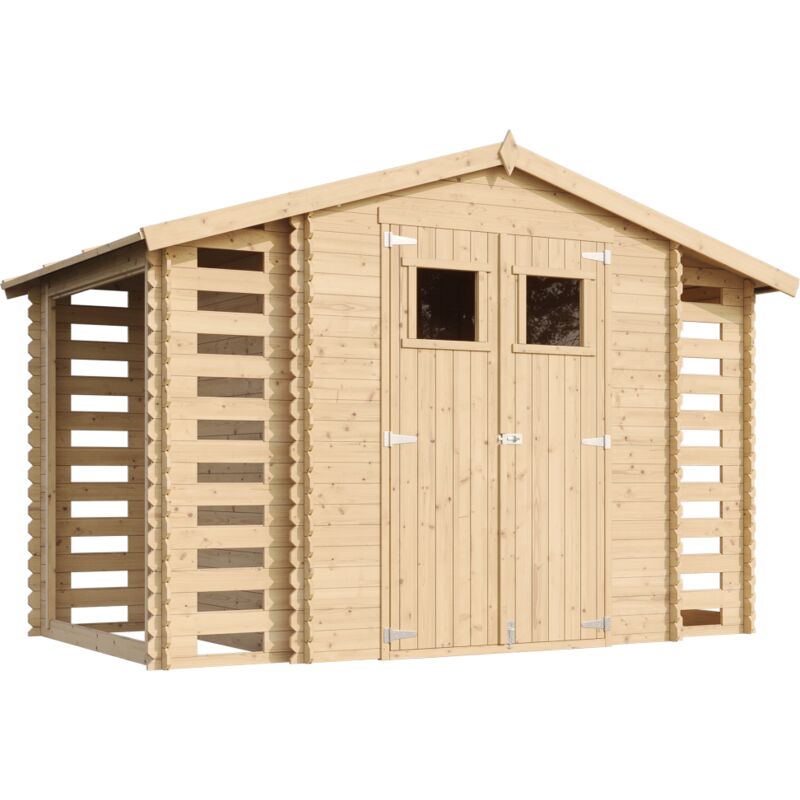 foto del prodotto timbela m391 casetta da giardino in legno per esterni con legnaia con pavimento trattato l206xl328xa218 cm 3,53 0,97 0,97 m2 piccola casetta