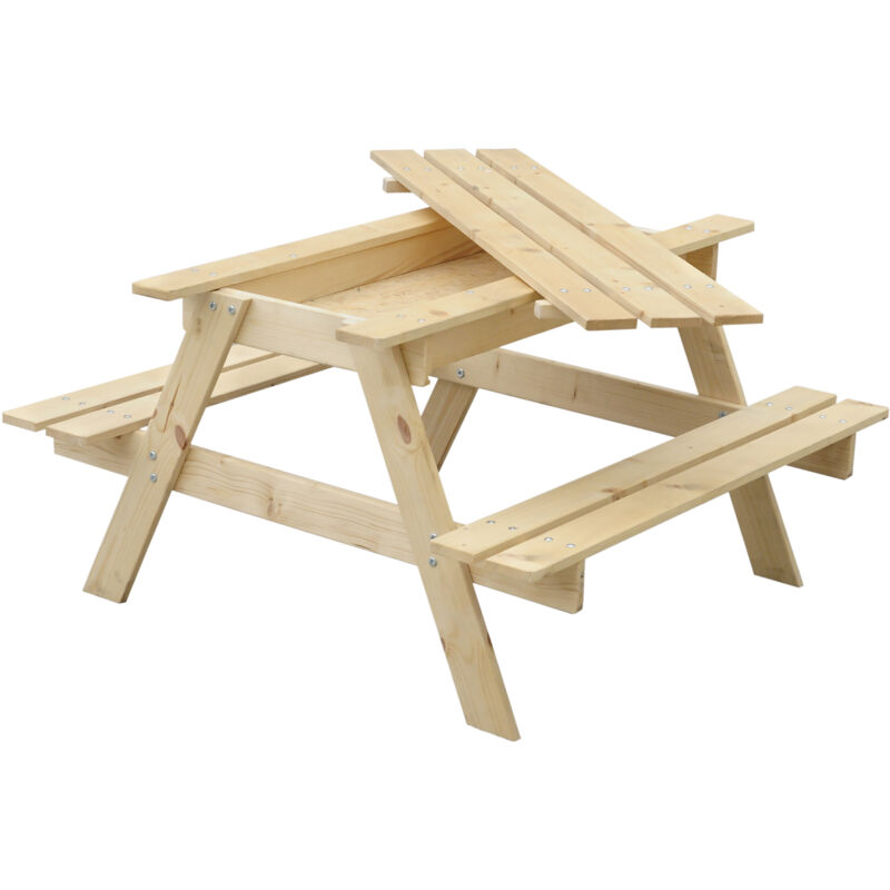 foto del prodotto timbela tavolo da picnic per bambini in legno con scomparto segreto l90xl90xa50 cm gruppo tavolo con panche m010 1