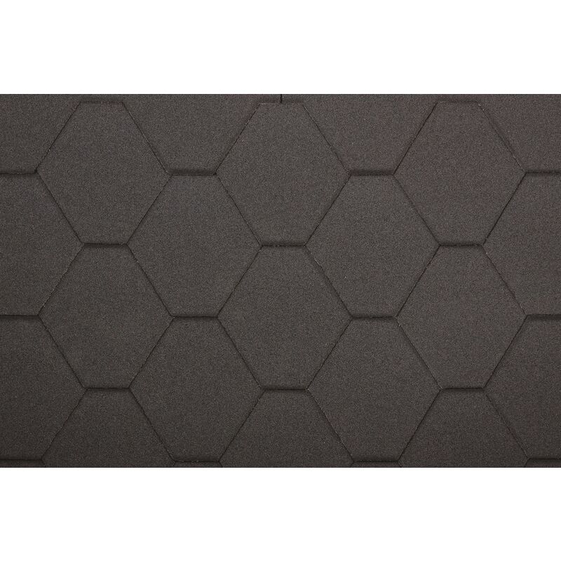 foto del prodotto timbela tegole bituminose 3 m2 hexagonal rock h black, copertura bituminosa di colore nero