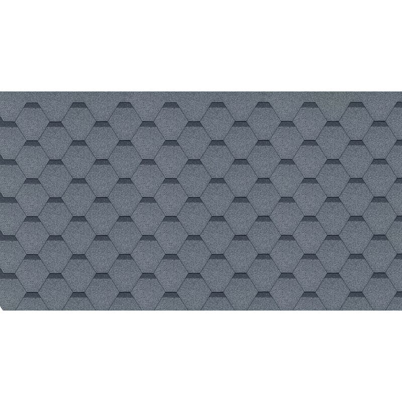 foto del prodotto timbela tegole bituminose 3 m2 hexagonal rock h grey, copertura bituminosa di colore grigio