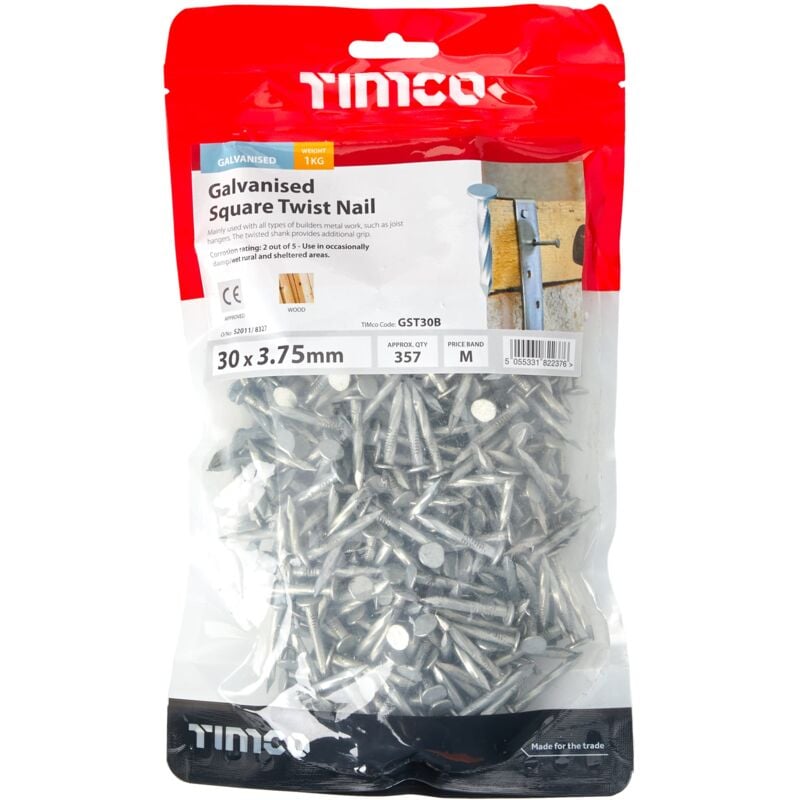 foto del prodotto timco gst30b chiodi a spirale galvanizzati, confezione da 1 kg