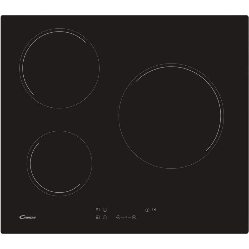 foto del prodotto timeless ch63cc, piano cottura, tre zone, grande fuoco 25 cm, larghezza 59 cm, 10 livelli di potenza, 5500 w, comandi centrali, blocco sicurezza,