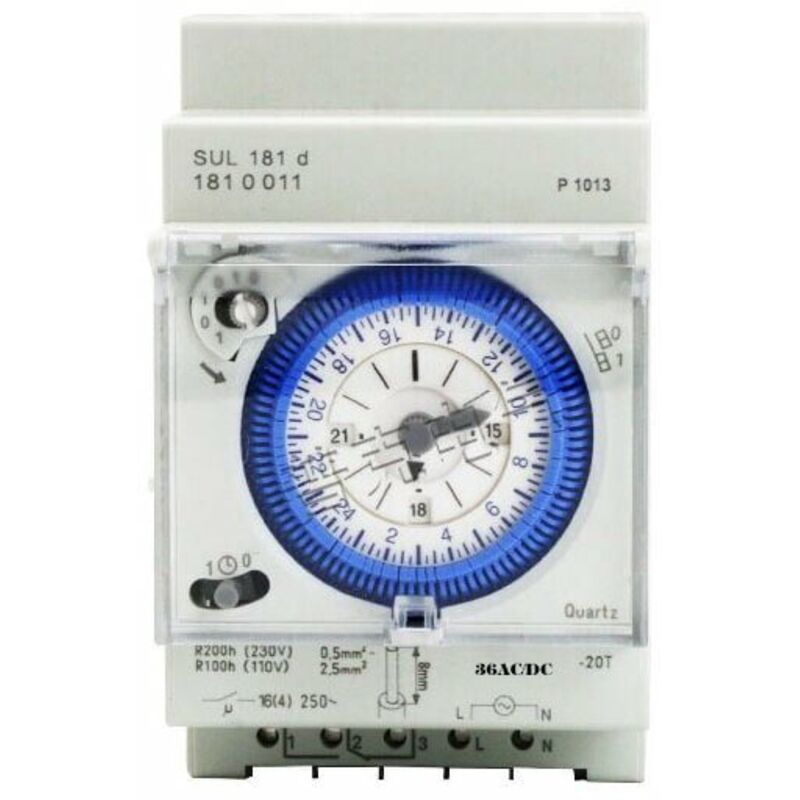 foto del prodotto timer analogico con motore sincrono e programma giornaliero, timer, 48vac dc