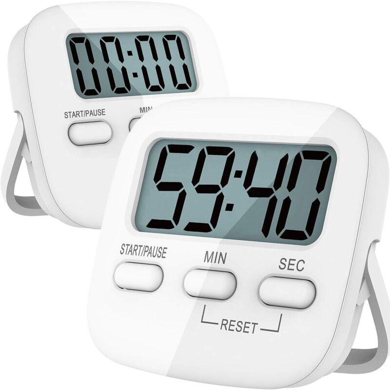 foto del prodotto timer da cucina, confezione da 2 timer da cucina digitali versione 2020 timer magnetico con conto alla rovescia e suono forte