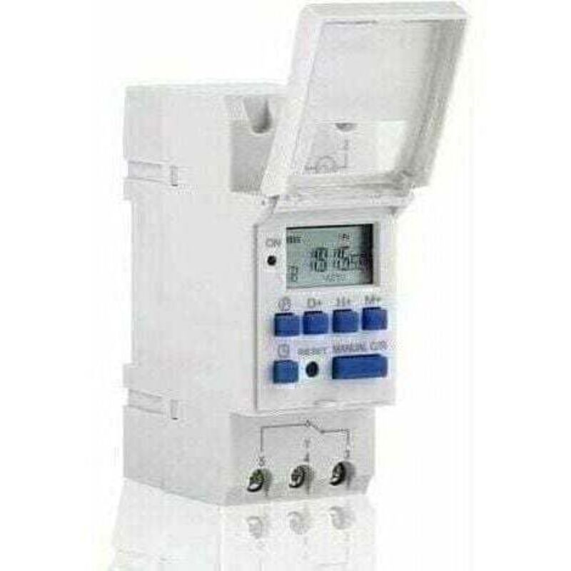 foto del prodotto timer digitale, 1 pz. display lcd, interruttore rel elettronico programmabile settimanale, timer 16 on e 16 off 220 v lablanc