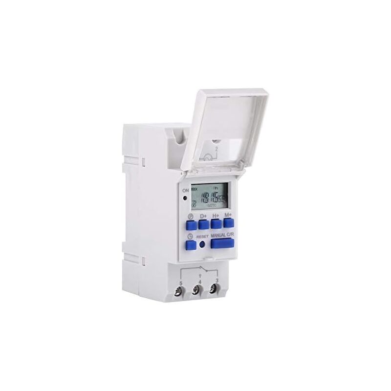 foto del prodotto timer digitale programmabile, interruttore orario settimanale con display lcd e programmazione su guida din 220 v lablanc