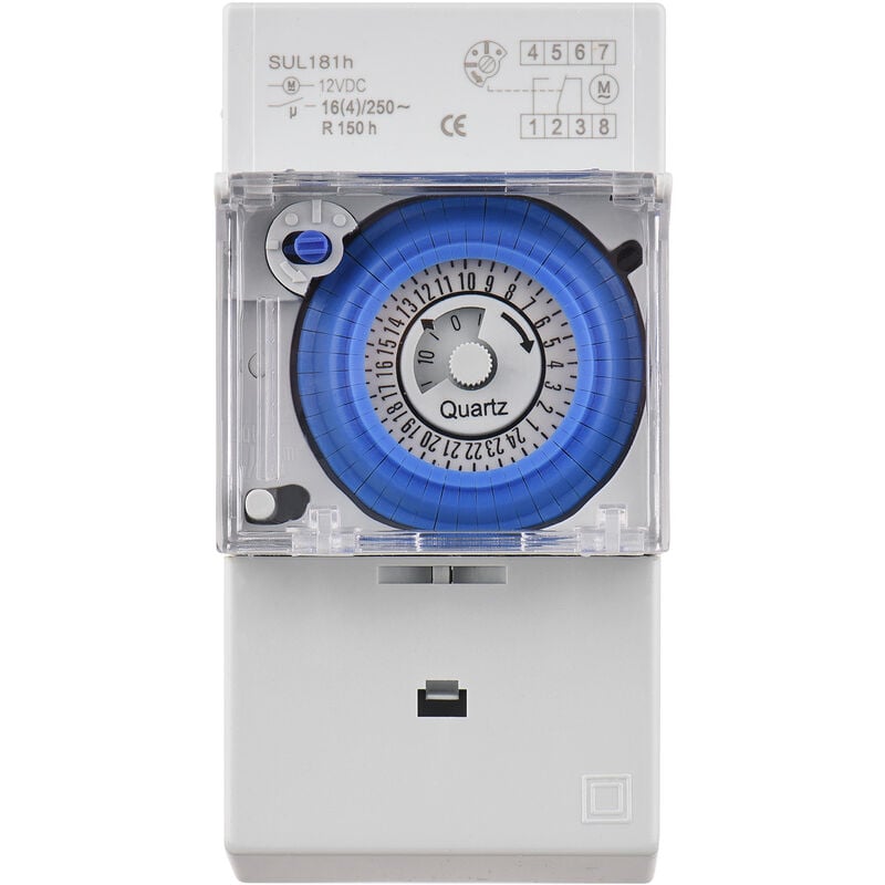 foto del prodotto timer meccanico 24 ore dc 12v intervallo di 30 minuti 48 volte on off timer elettrico programmabile installazione su guida din interruttore rel 
