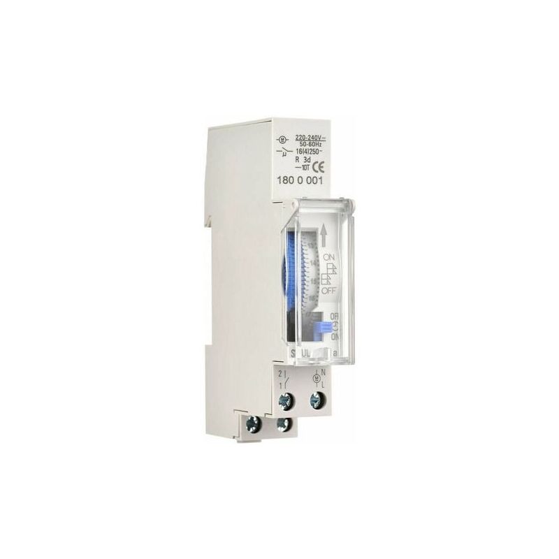 foto del prodotto timer meccanico 24 ore, tempo minimo 15 minuti, montaggio su guida, batteria integrata, sul180a ac220 240v grigio sul180a ac220 240v grigio aiperq