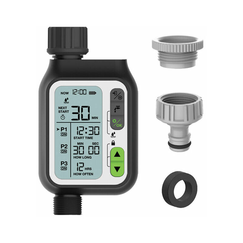 foto del prodotto timer per irrigazione automatica, timer per irrigazione automatica da giardino, timer per irrigazione automatica, con funzione di blocco