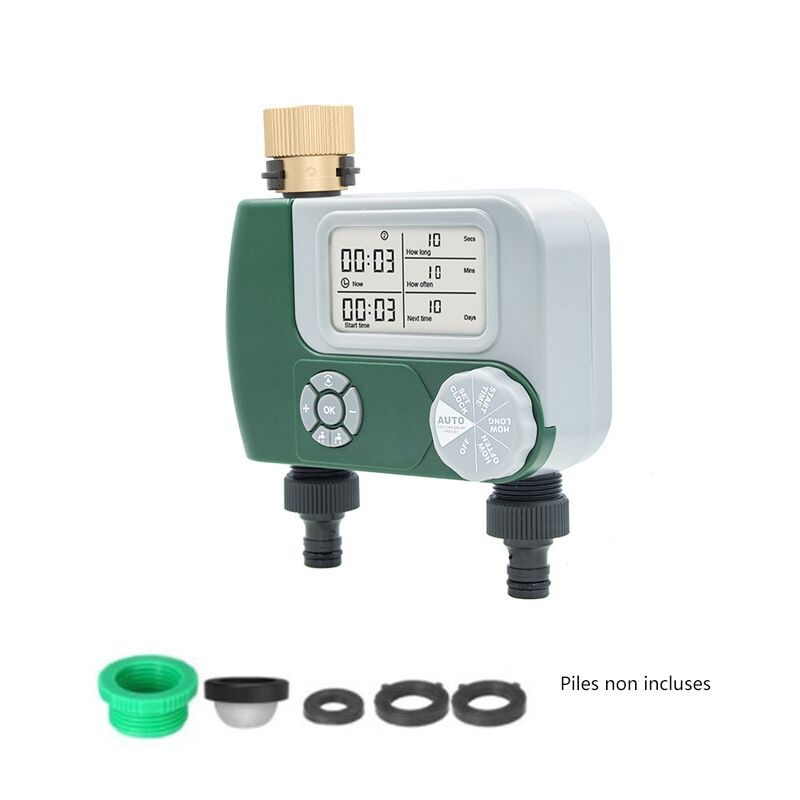 foto del prodotto timer per irrigazione, timer per rubinetto da giardino, timer programmabile con sistema di irrigazione manuale automatico antipioggia