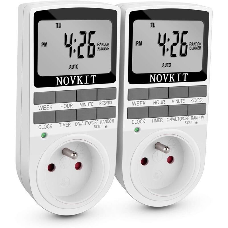 foto del prodotto timer per prese elettriche e digitali, timer per prese digitali con modalit antifurto e ampio schermo lcd, risparmia elettricit confezione da 2 