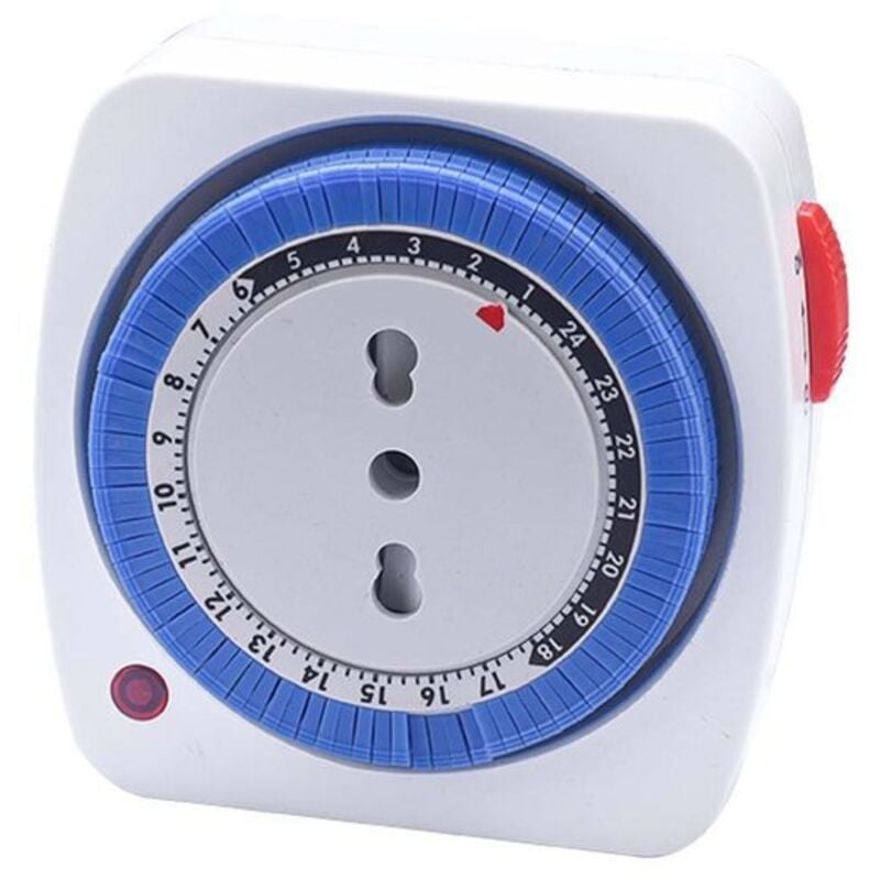 foto del prodotto timer presa elettrica regolabile 24 ore con spina 16a presa bipasso 10 16a max 3500w dimensione compatto