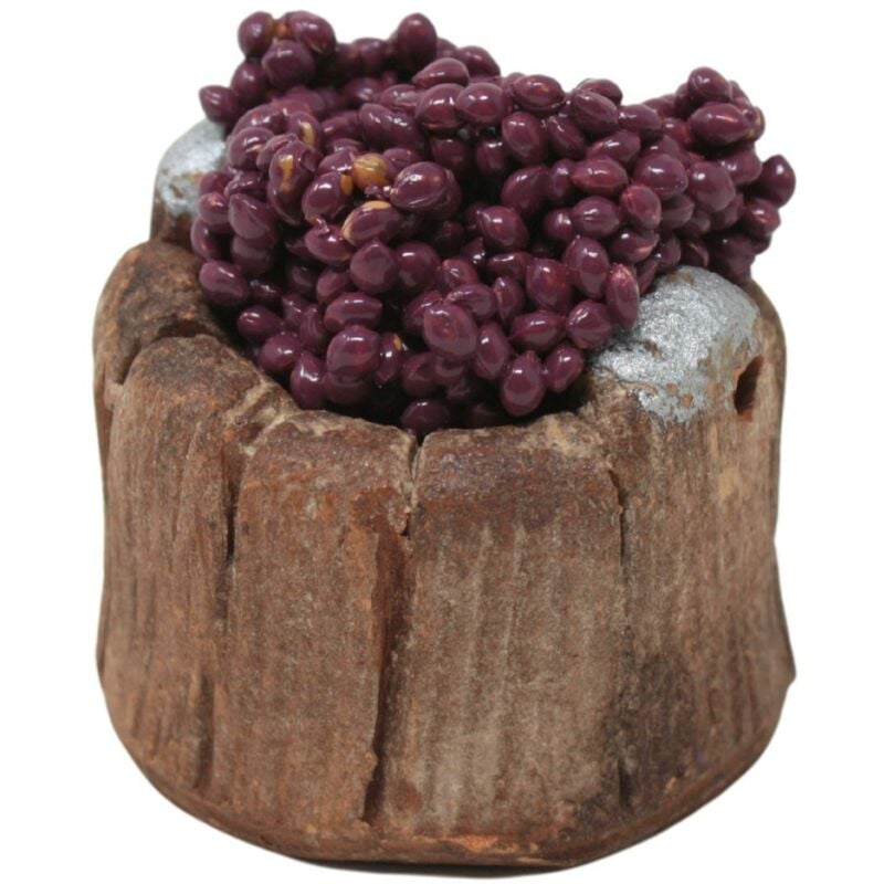 foto del prodotto tino di legno con uva nera 3,5 cm miniature per presepe 11667