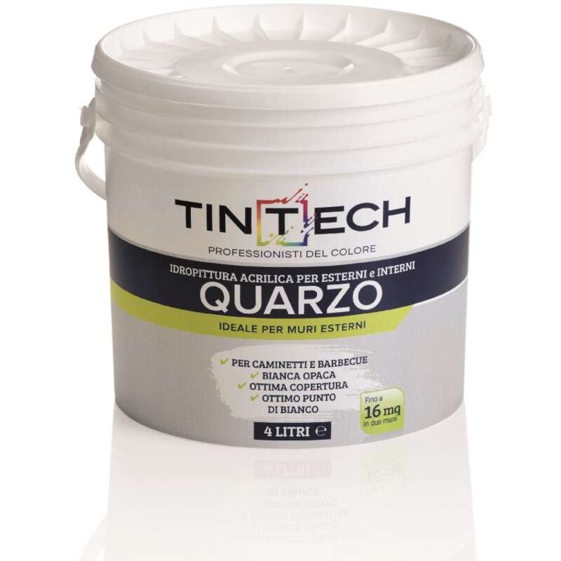 foto del prodotto tintech idropittura al quarzo per muri esterni barbecue e caminetti bianco opaco 4 l