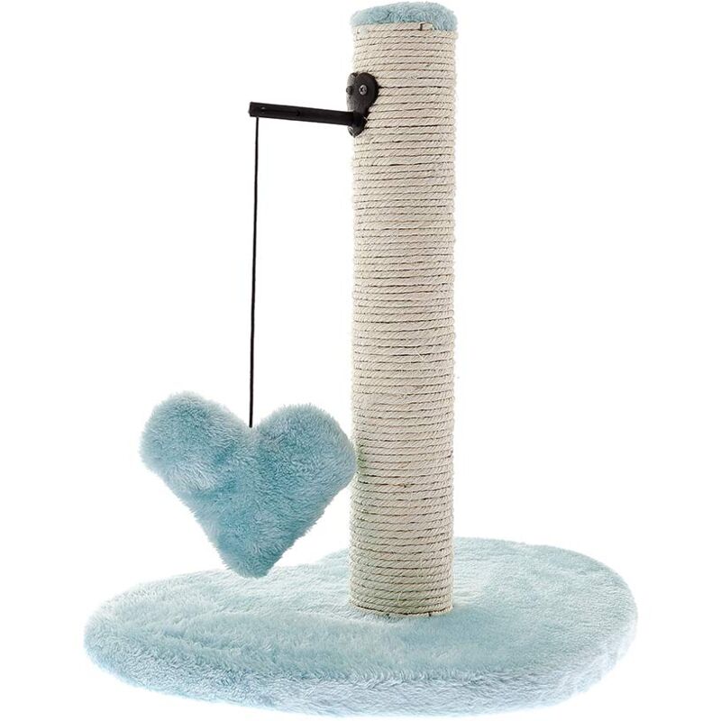 foto del prodotto tiragraffi a colonna con base a forma di cuore in morbido peluche per gatti