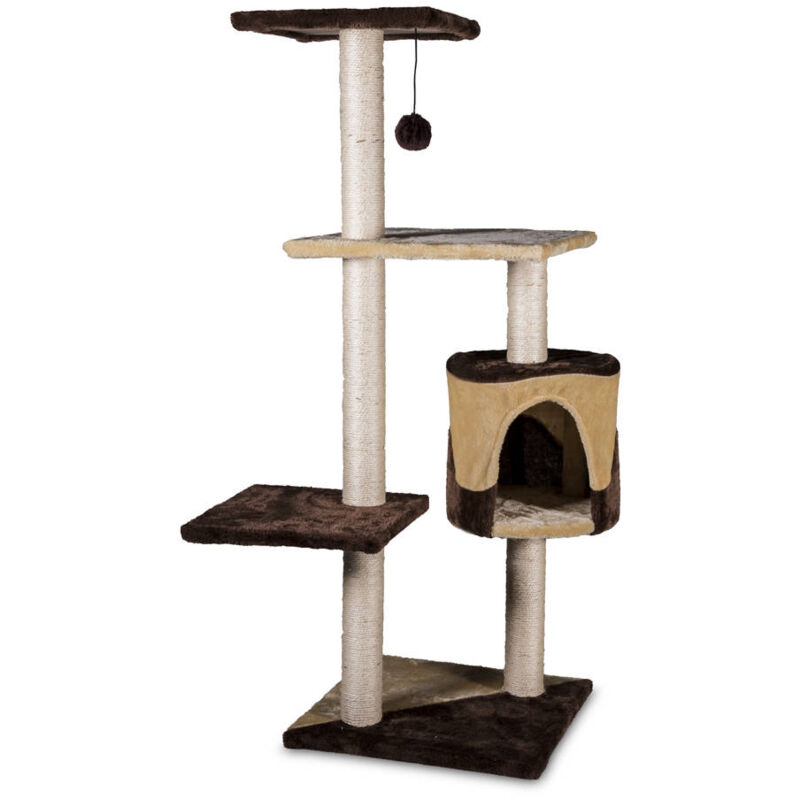 foto del prodotto tiragraffi a torre con cuccia marrone beige