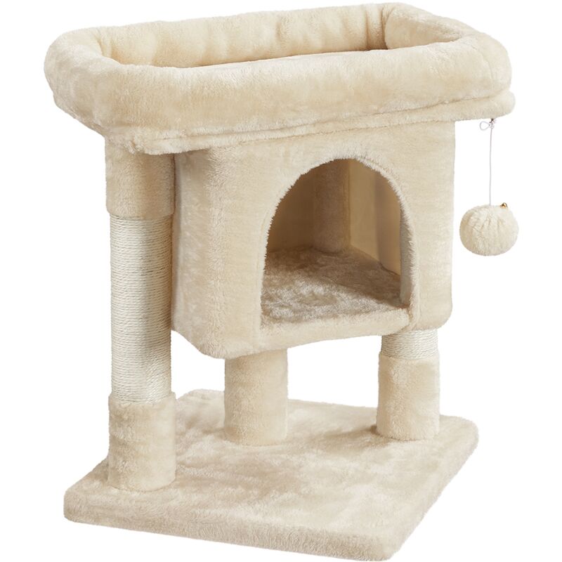 foto del prodotto tiragraffi albero per gatti con posatoio grande graffiatoio per gatti 40,5 x 40,5 x 59 cm beige yaheetech