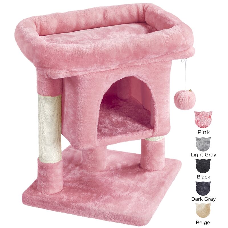 foto del prodotto tiragraffi albero per gatti con posatoio grande graffiatoio per gatti 40,5 x 40,5 x 59 cm rosa yaheetech