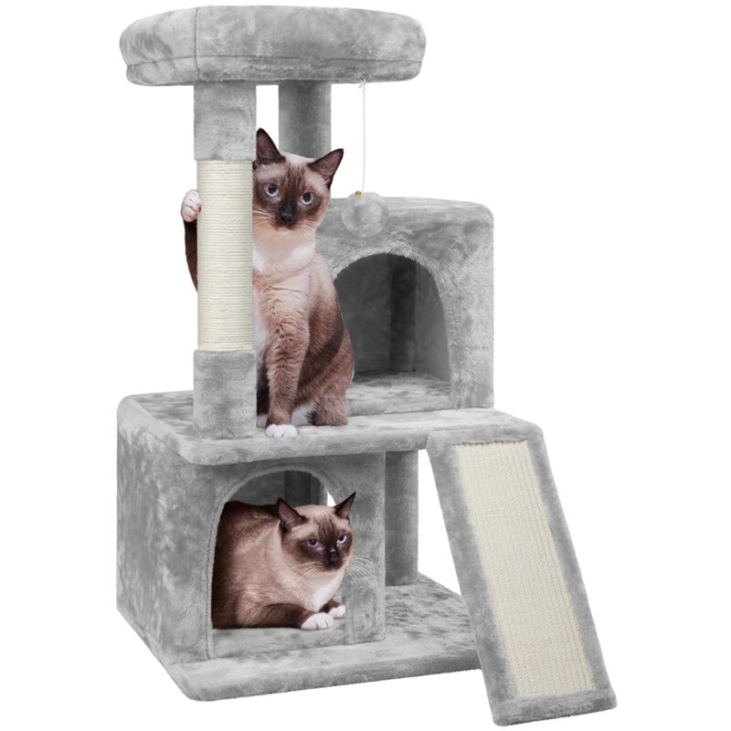 foto del prodotto tiragraffi albero per gatti con posatoio grande posatoio morbido 91 cm graffiatoio per gatti grigio chiaro yaheetech