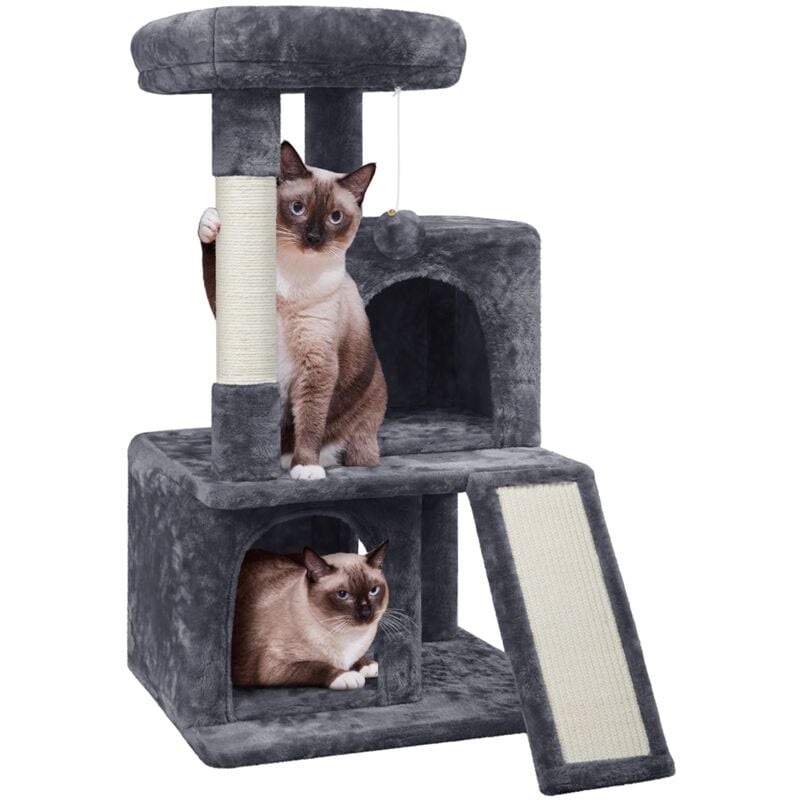 foto del prodotto tiragraffi albero per gatti con posatoio grande posatoio morbido 91 cm graffiatoio per gatti grigio scuro yaheetech