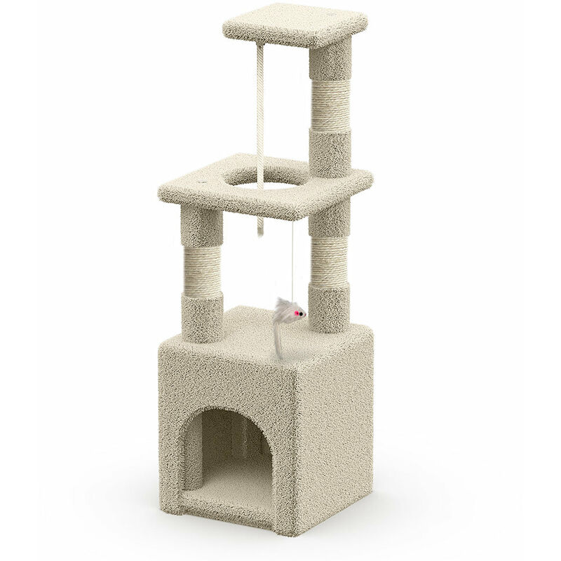 foto del prodotto tiragraffi per gatti, albero gatto in corda sisal naturale, altezza 88cm, beige vounot