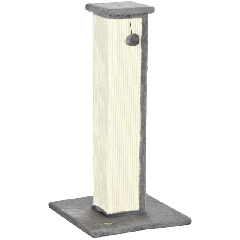 foto del prodotto tiragraffi per gatti con pallina e palo in sisal 41x41x81cm grigio pawhut